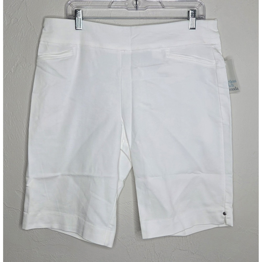 NEW Women Size 12 Croft & Barrow Effortless Stretch Pull On White Bermuda Shorts